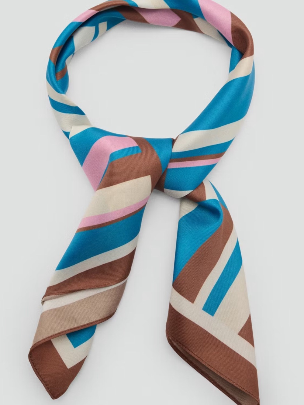 Mango scarf Blue & Brown abstract print